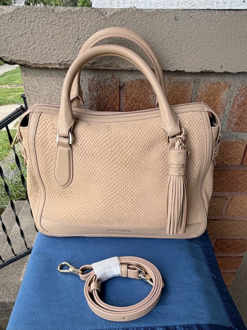 BRAHMIN Micaela Medium Soft Satchel Dawnlight Tassel Doctors Bag Crossbody NWT